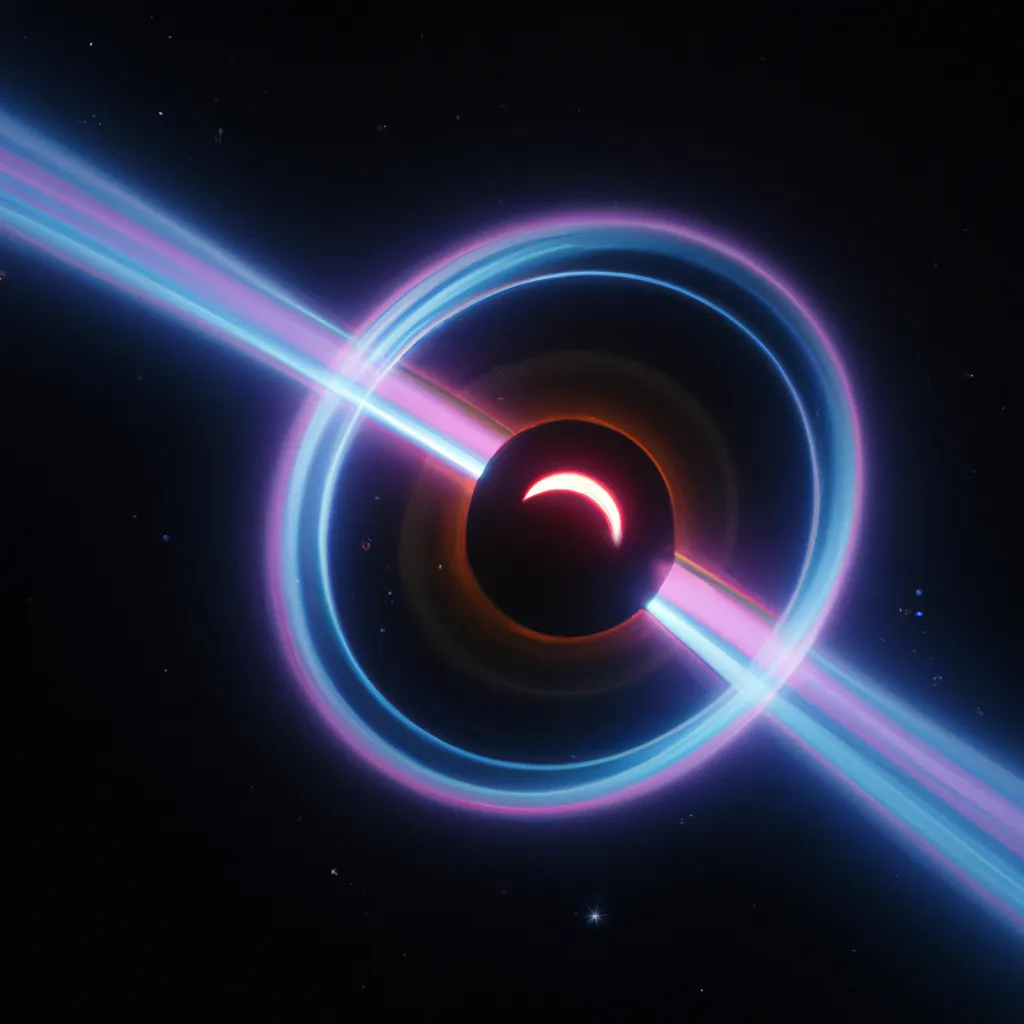 Prompt: quasar merging with a black hole, epic, hyper realistic, 4k render, synthwave colors