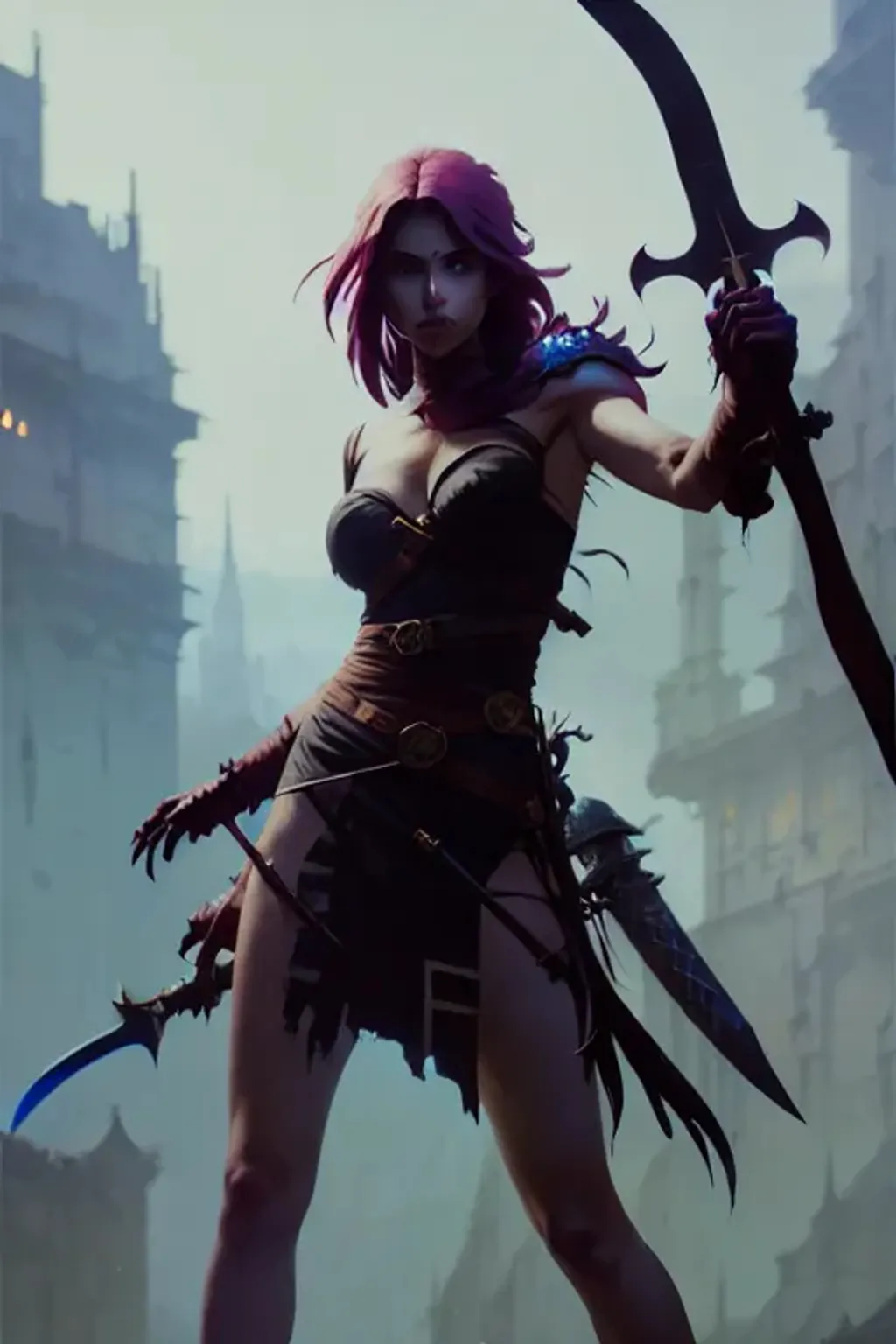 Prompt: portrait, a beautiful female barbarian with a sword,  she is attacking undead skeletons, unreal engine, greg rutkowski, loish, rhads, beeple, makoto shinkai and lois van baarle, ilya kuvshinov, rossdraws, tom bagshaw, alphonse mucha, global illumination, detailed and intricate environment,  , professional ominous concept art, by artgerm and greg Stokowski, an intricate, elegant, highly detailed digital painting, concept art, smooth, sharp focus, illustration, in the style of simon stalenhag, wayne barlowe, and igor kieryluk.