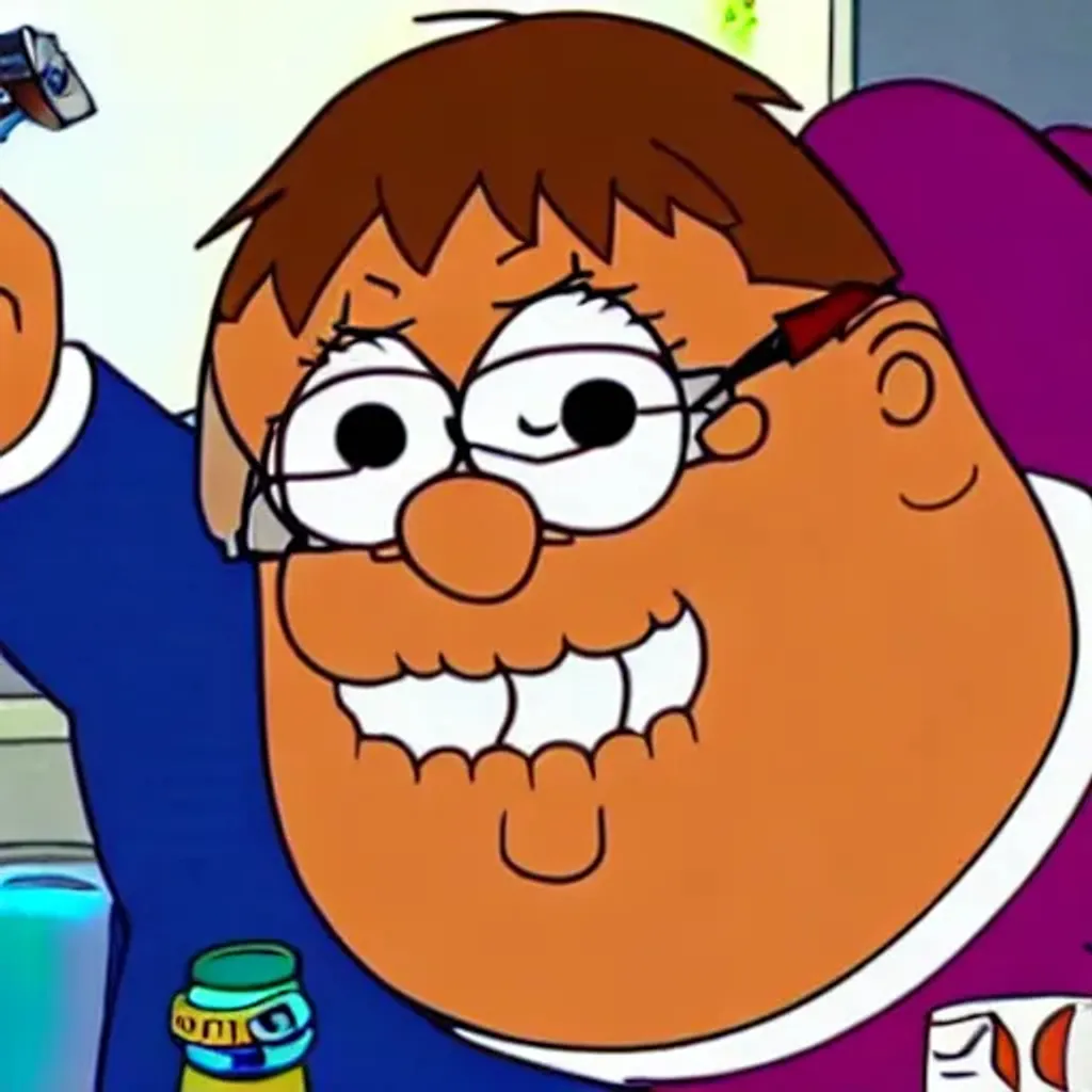 Prompt: Peter Griffin pulling off and Garfield Anime Cutie. While in Among Us Drama. 4k