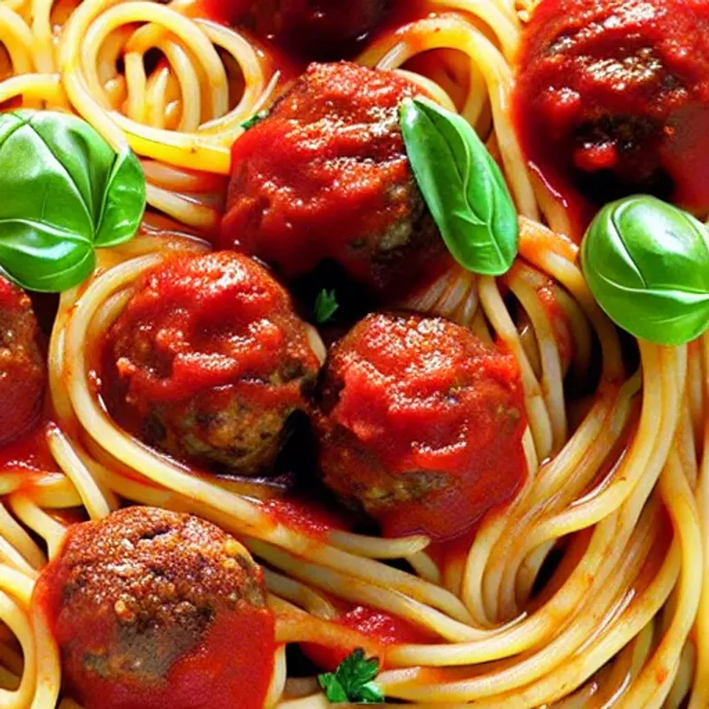 Prompt: Spaghetti and meatballs, delicious, cookbook photo, quality presentation 