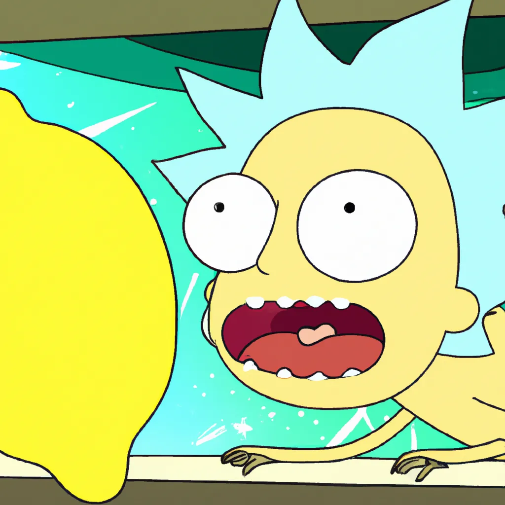 Prompt: A HD television still from Rick and Morty of a cute Lemon creature 