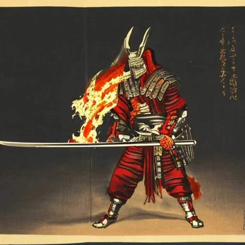 Prompt: samurai with flaming sword