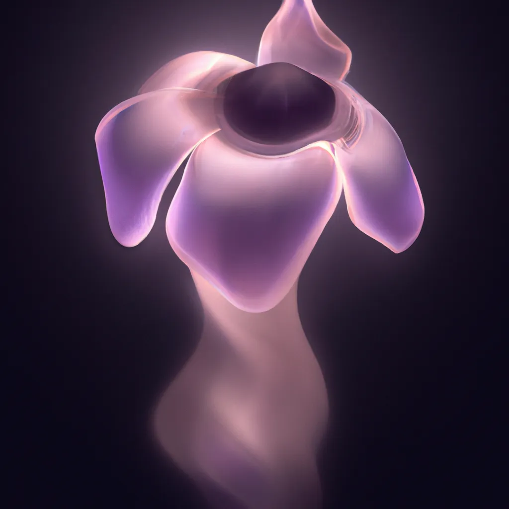 Prompt: Curvaceous Light beings | mystical dancing purple anemone as a light bending cute angel covered in streaks of halogen light in the style of Hieronymous Bosch, Bruce Pennington, Dali, Munch, Escher, Klarwein, Yamamoto, Hattori, Leyendecker, Mullins, Magritte, Giger | muted soft tones | dark background | ultra sharp focus | 3d octane render artstation trending 8k unreal engine | centered | Disney Pixar Dreamworks 