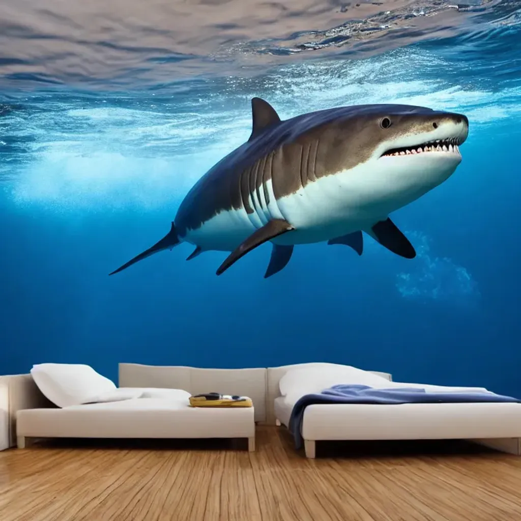 very large, very realistic Megalodon swimming deep i... | OpenArt