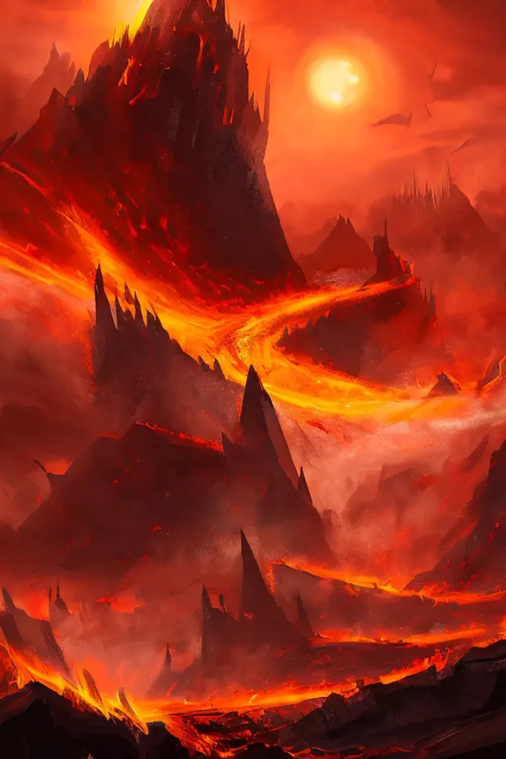 tomasz jedruszek phyrexian mountain red orange fire... | OpenArt