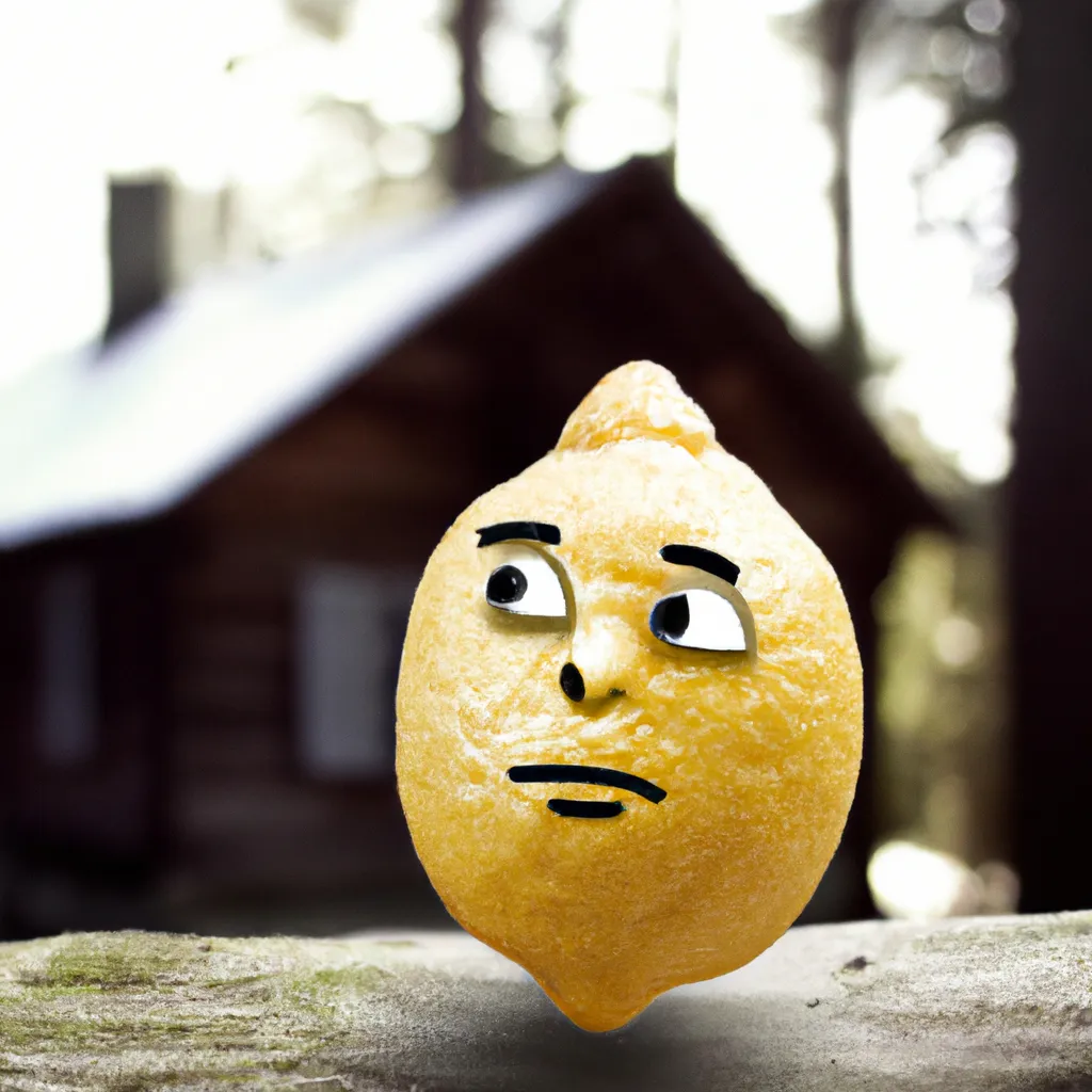 Prompt: close-up photo of a human face lemon in front of a wood house in the forest, HD, highly detailed, hyperrealistic, ultrarealistic, 4K, 8k, photorealistic 