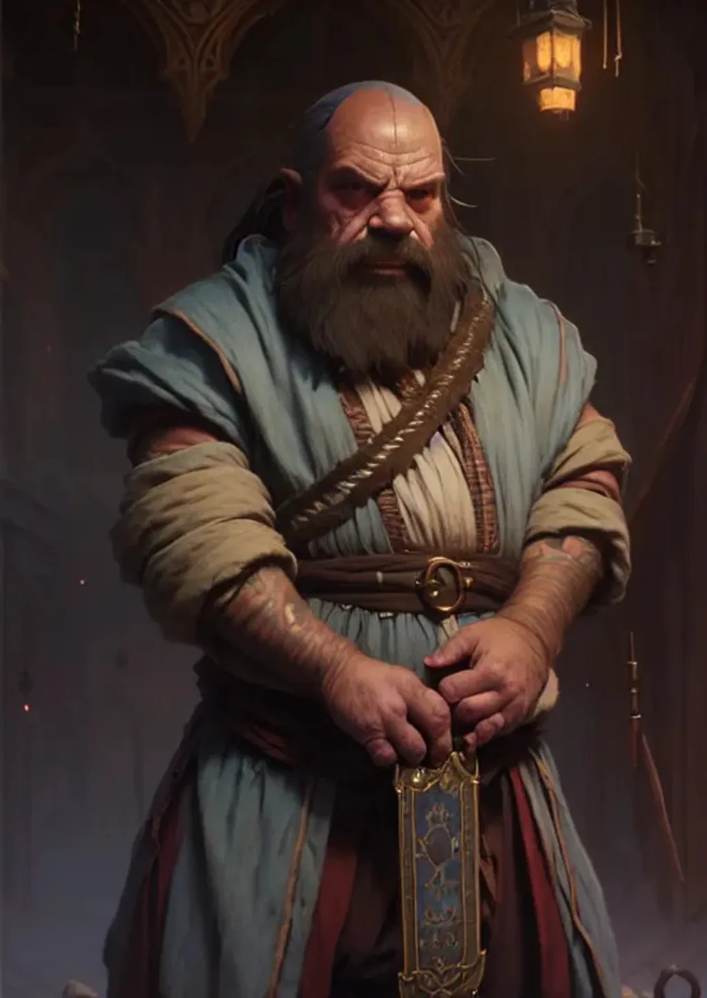 Prompt: portrait, dwarf merchant, unreal engine, greg rutkowski, loish, rhads, beeple, makoto shinkai and lois van baarle, ilya kuvshinov, rossdraws, tom bagshaw, alphonse mucha, global illumination, detailed and intricate environment,  , professional ominous concept art, by artgerm and greg Stokowski, an intricate, elegant, highly detailed digital painting, concept art, smooth, sharp focus, illustration, in the style of simon stalenhag, wayne barlowe, and igor kieryluk.