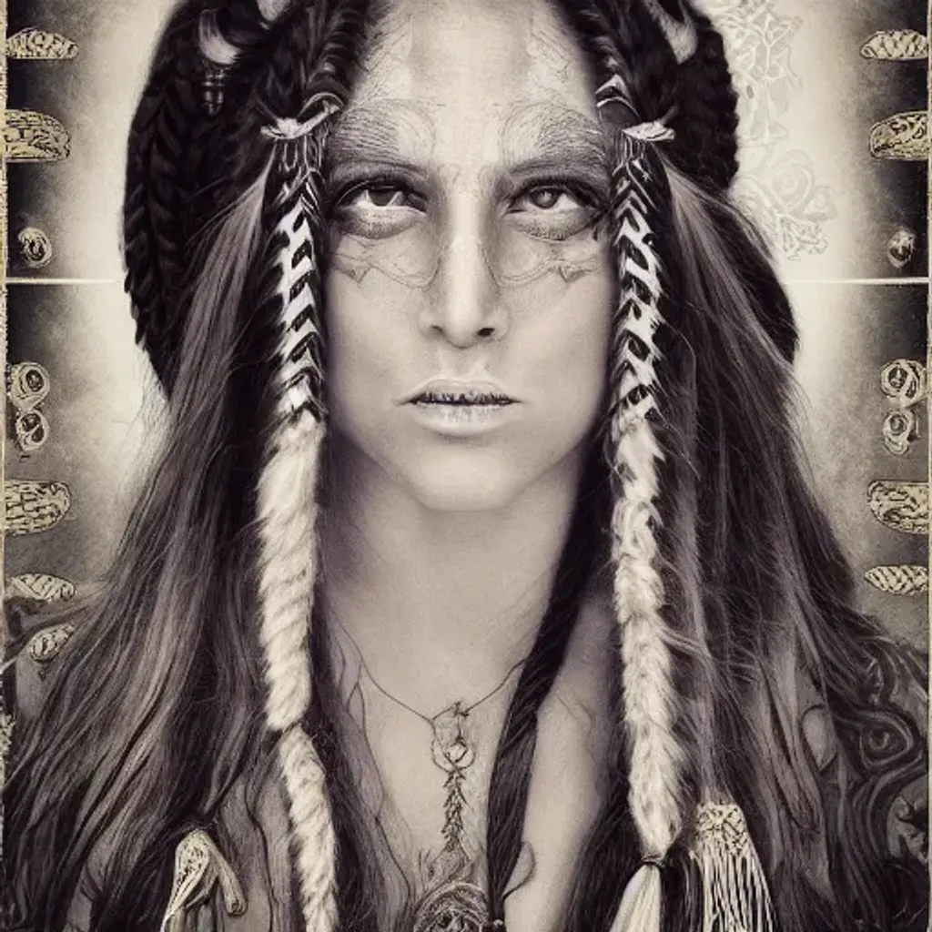 portrait, the goddess white buffalo calf woman with... | OpenArt