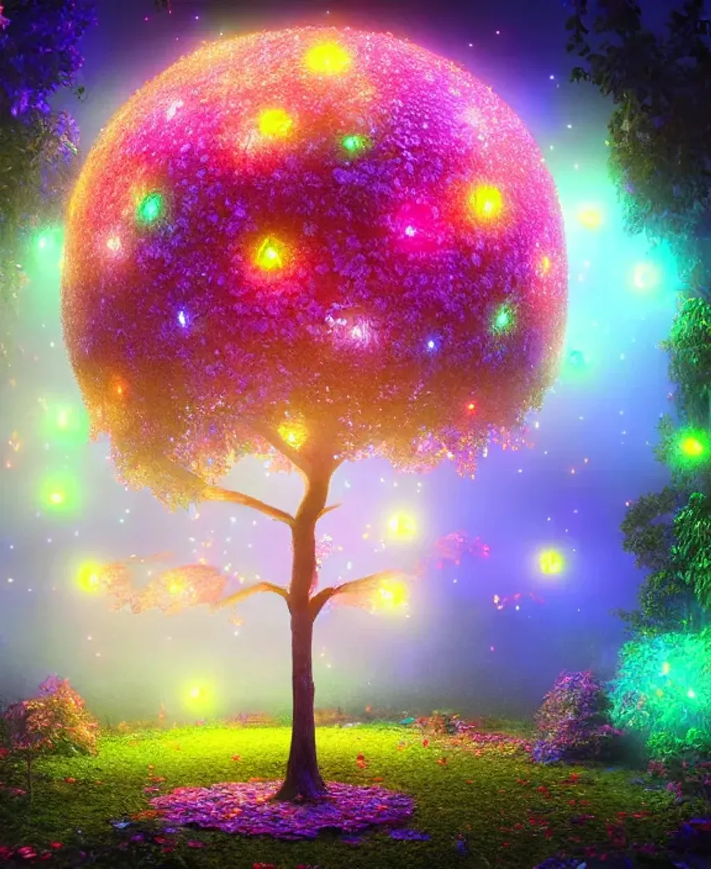 Prompt: cycles render, matisse enchanted magical fairy tree fantasy art warm light, mystic air, art, HD fairy lights, hyperdetailed, beautiful, complex details, 32k high definition volume, professional matte painting, bright deep colors