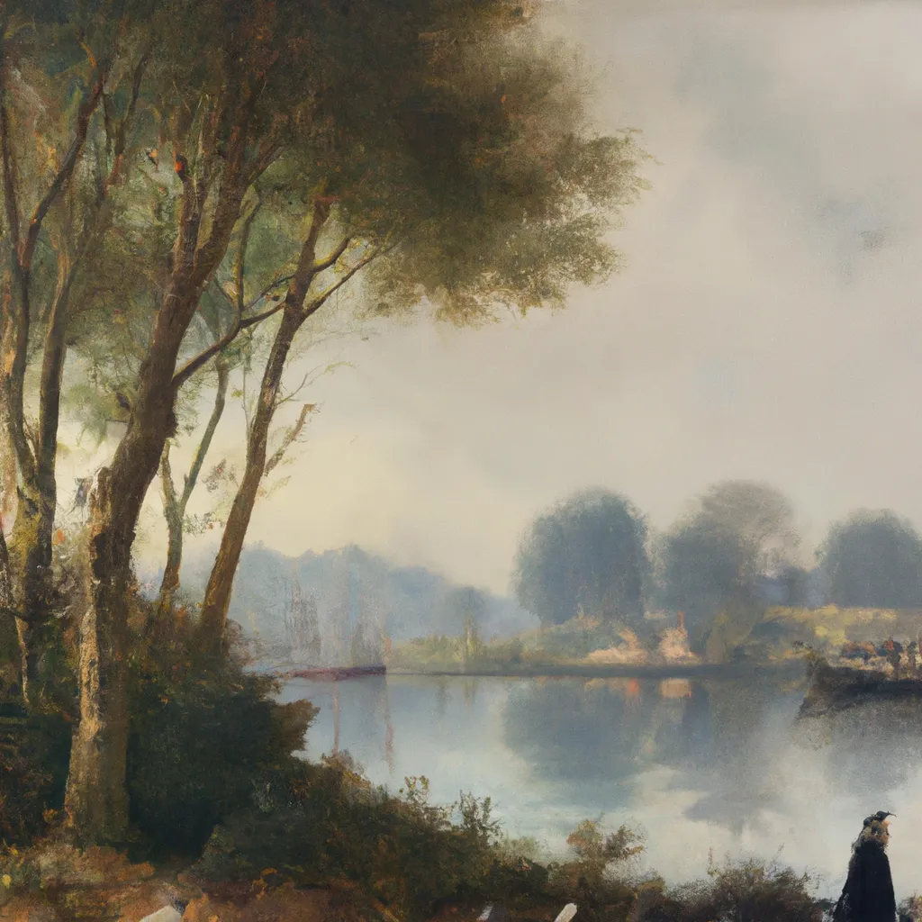 Prompt: A Beautiful Morning By the River Thames, 1880, London, Flemish style painting