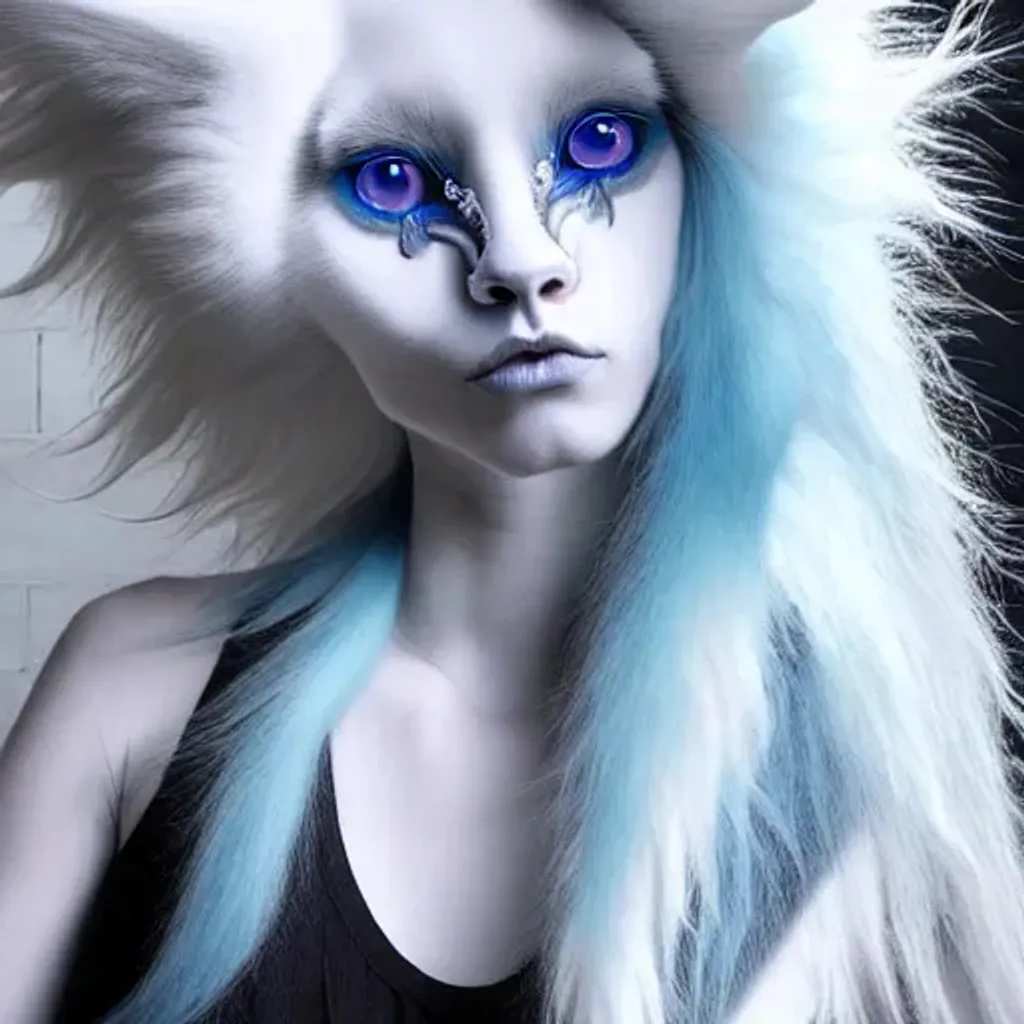 Prompt: young cat swan shapeshifter fursona humanoid with flowing wavy white hair, oceanblue, indigo, cream, Fulvous, silver, eyes, soft white body fur wearing  high silver boots, fashion model style, furaffinity, detailed and intricate, elegant aesthetic, ornate, hyper realistic, fantasy airbrush art by Rubens, symmetrical facial features, accurate anatomy, volumetric clouds, god rays, stars, nebulae, fractal murmuration of crystals in the style of Amanda Sage, high radiance, sense of awe, sharp focus, hyper-detailed, hyper-realistic, subtractive lighting, cinematic lighting, Poser 128k UHD Octane pi, fractal, fBm