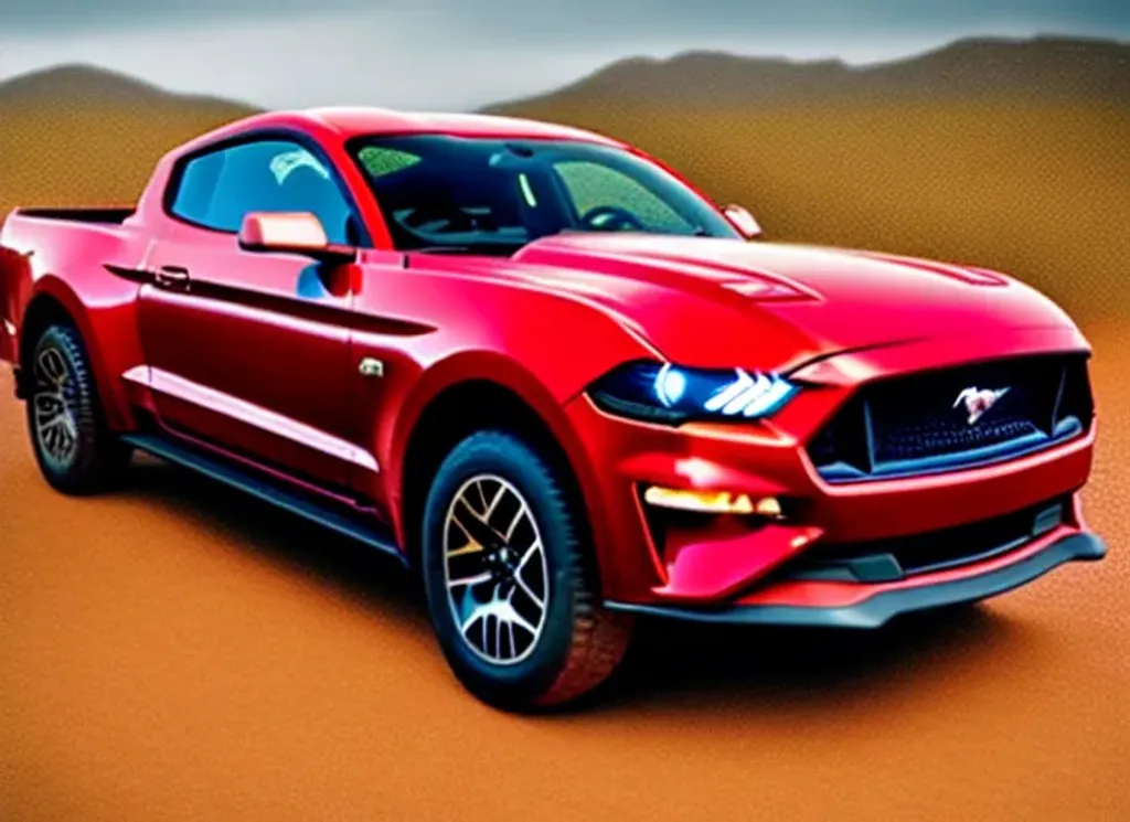 Prompt: An photograph of an Ford Mustang bakkie