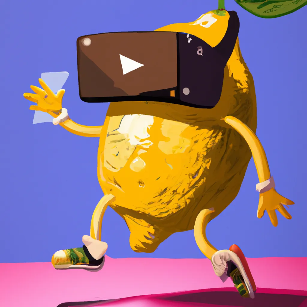 Prompt: a photo of a Lemon with a face arms and legs he’s playing VR