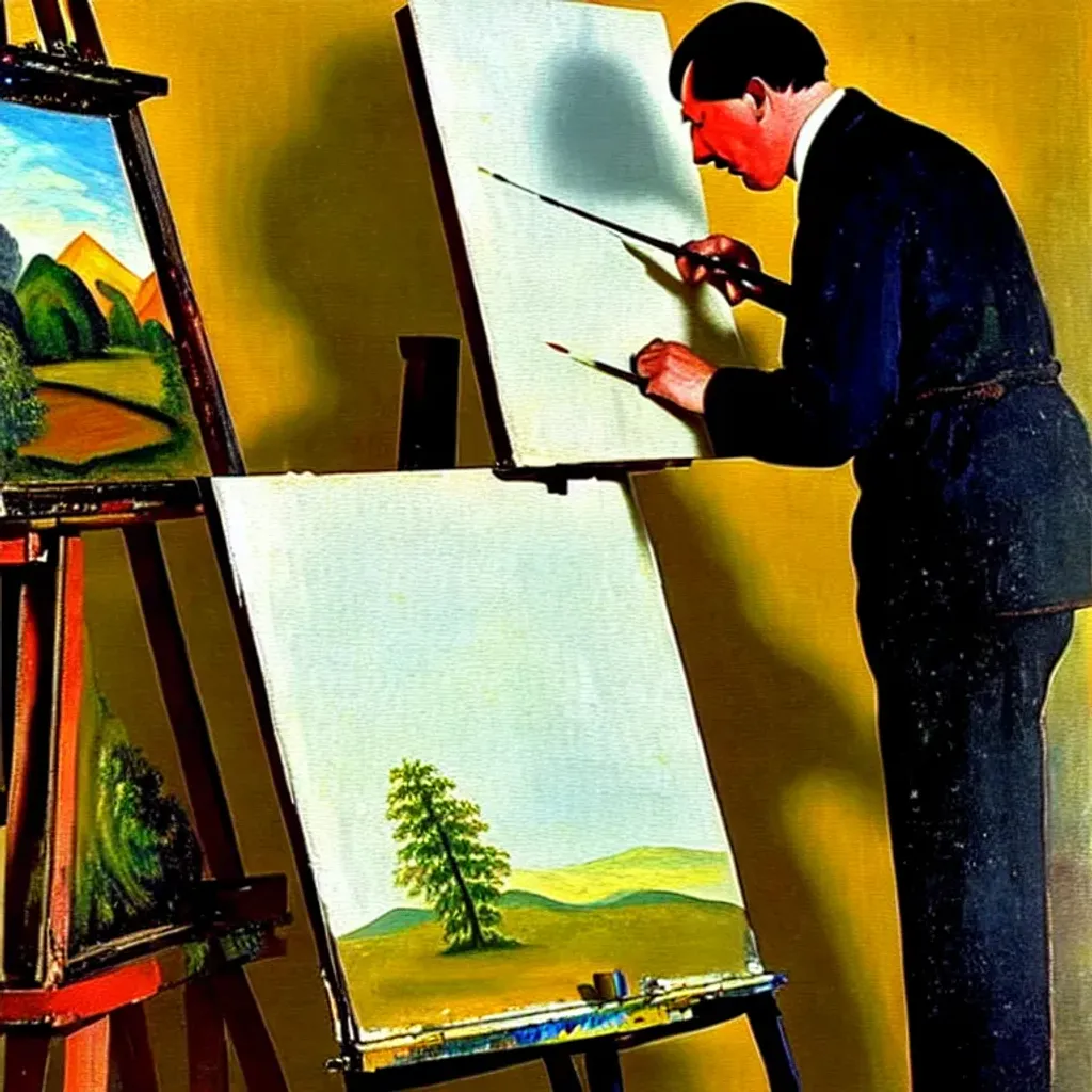 Prompt: hitler painting one of his paintings