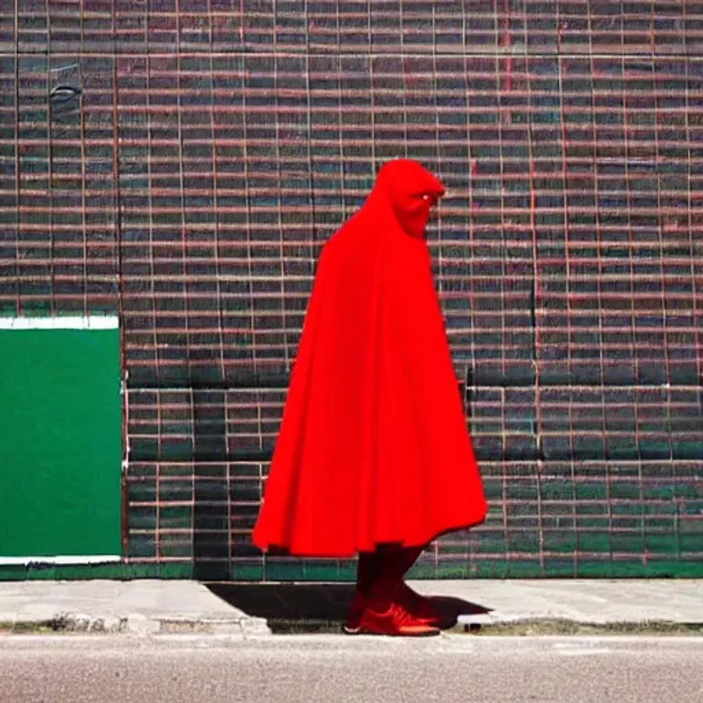 Prompt: Green Man, red_cape, Superious Combo Decicöle'. Shadow.