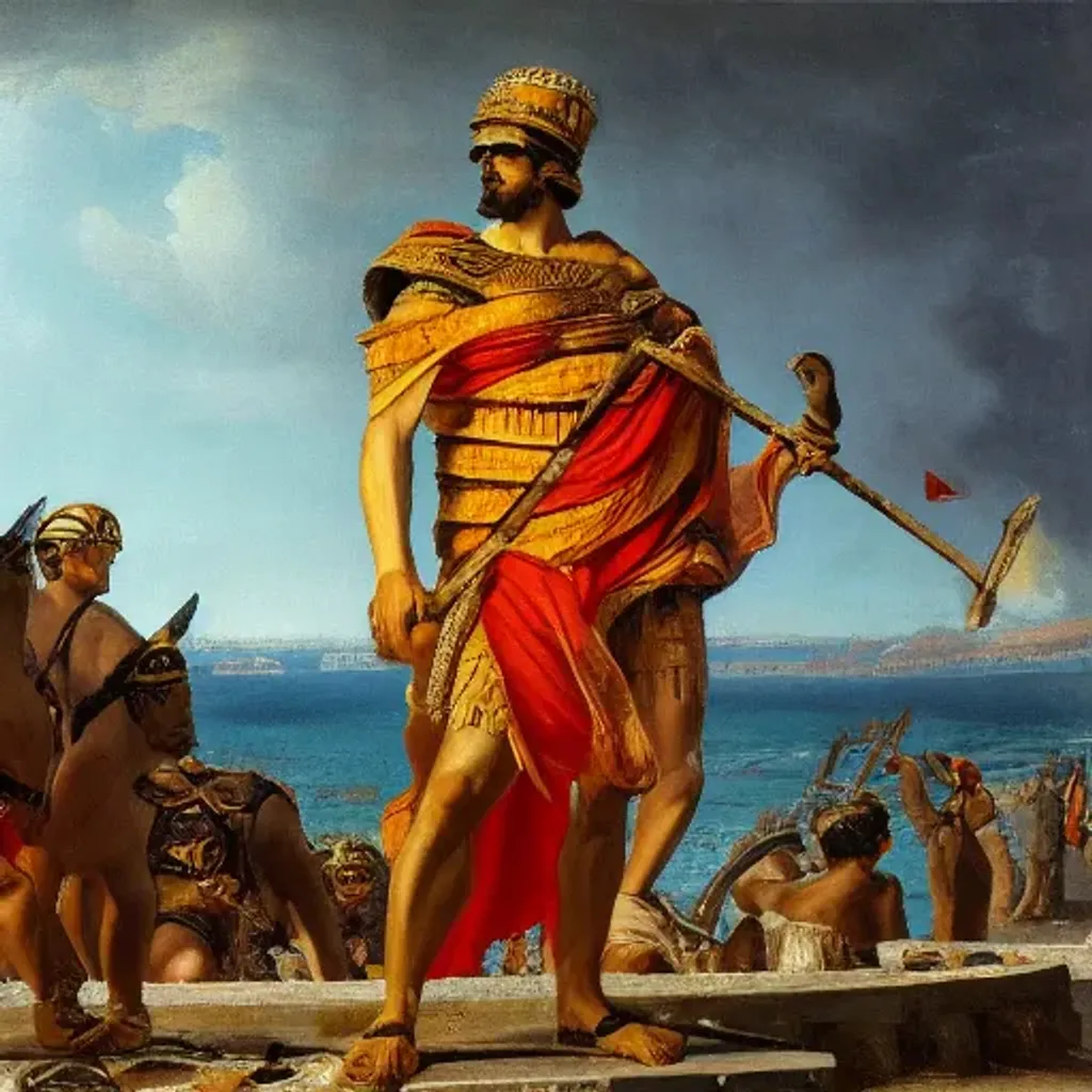 Prompt: oil painting of mucius scaevola during the first punic war