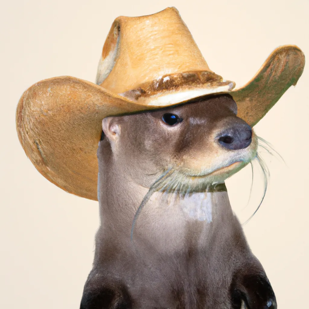 Prompt: photograph of an otter wearing a cowboy hat