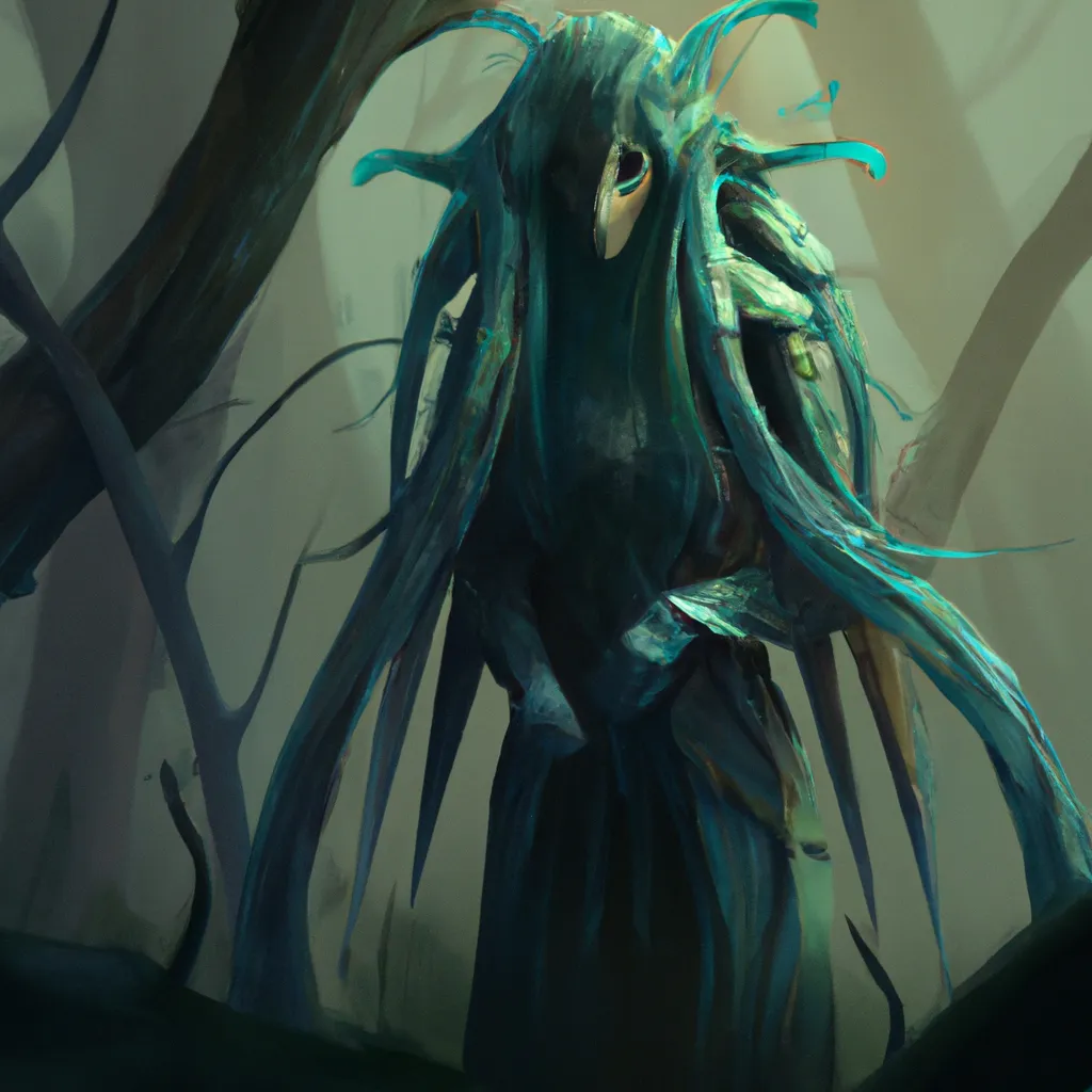 Prompt: the spirit of the forest on a uniform dark background, artstation