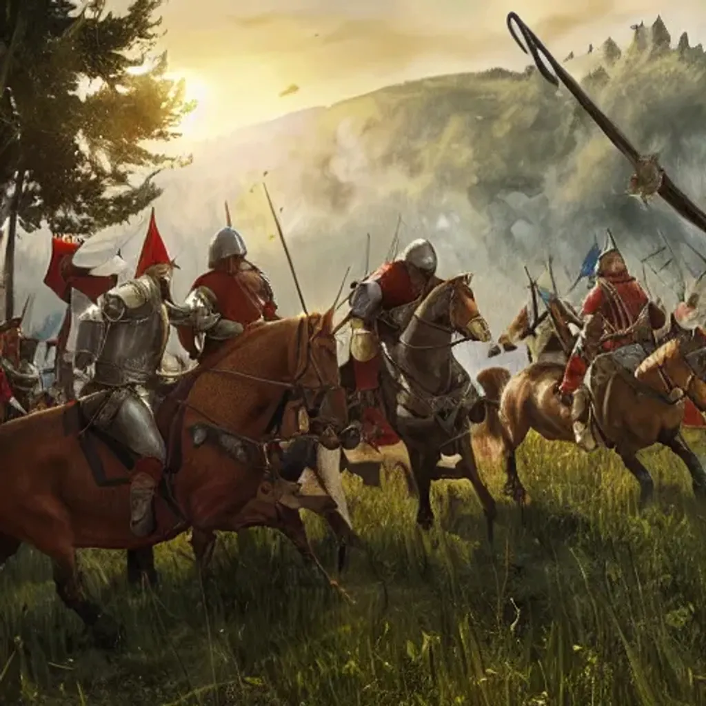 Prompt: kingdom come deliverance wallpaper painting fresco battle henry knights