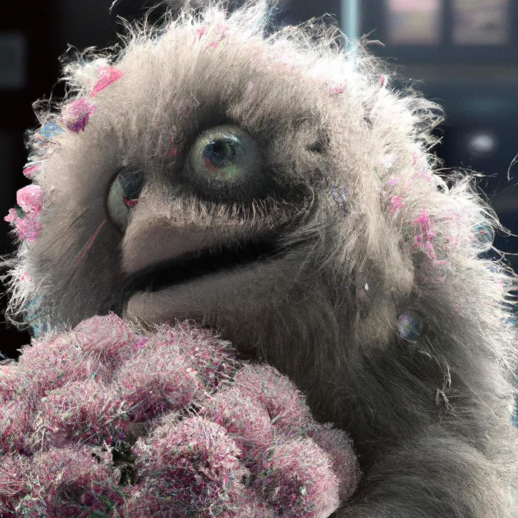 Prompt: Curvaceous Light bending cute furry muppet monster  covered in halogenic Nuclear flowers in the style of Bruce Pennington, Dali, Munch, Escher, Klarwein, Yamamoto, Hattori, Leyendecker, Mullins, Magritte | daisy | guitar  | centered |muted desaturated tones | dark background | ultra sharp focus | 3d octane render artstation trending 8k unreal engine | Avatar movie| Disney Pixar Dreamworks 