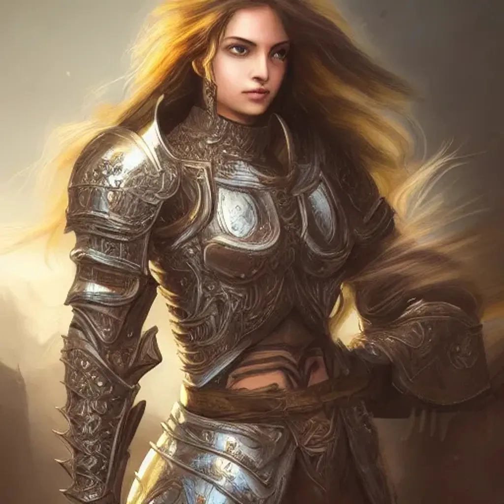 Professional Image Of A Female Knight, Long Hair, Co 