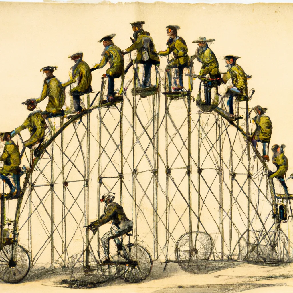 Prompt: Penny Farthing High Wheeler Bicycle Race, 1880, London, Yamatoe-style