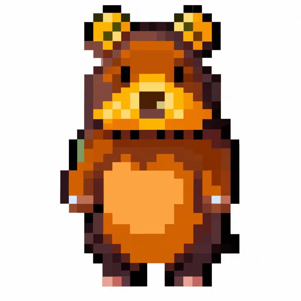 Prompt: cute bear, pixel art illustration, bright colors by Matej Jan