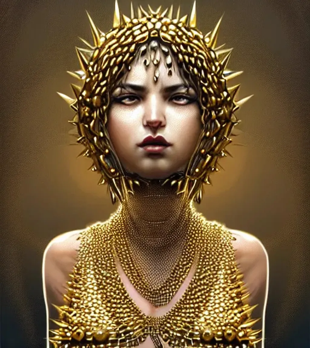 Girl Made Out Of Spiked Golden Chains In A Dress Mad Openart 