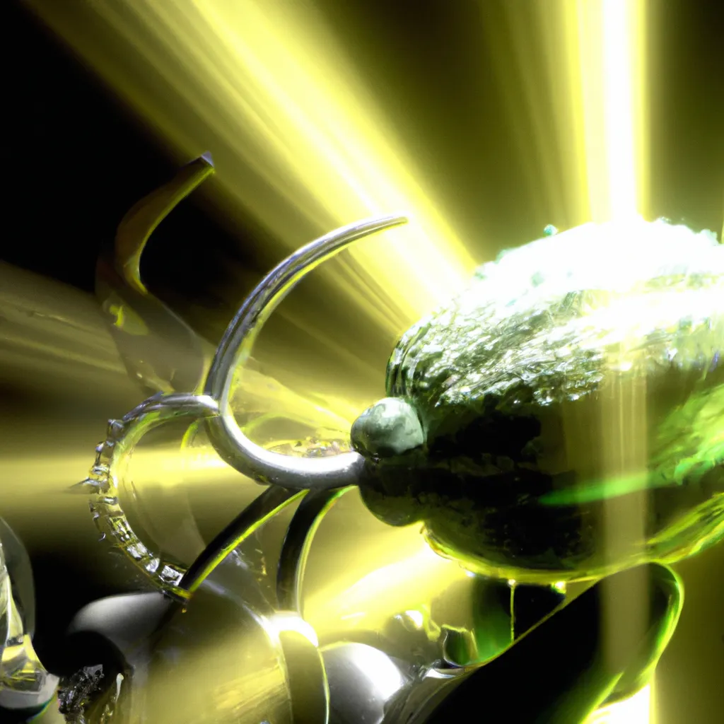 Prompt: A spectacular 3D render of a cybergenetical, hellish, Cthulhu, Fabergé lemon with a futuristic laser gun in the right hand, that shots at an extraterrestrial starship vessel. Suspicious rays of light, skeumorphism, ultra high quality, unreal engine, super realism, shot on Nikon AF-S Nikkor 120mm, H.R. Giger, John Atkinson Grimshaw, M.C. Esher, Artstation.

