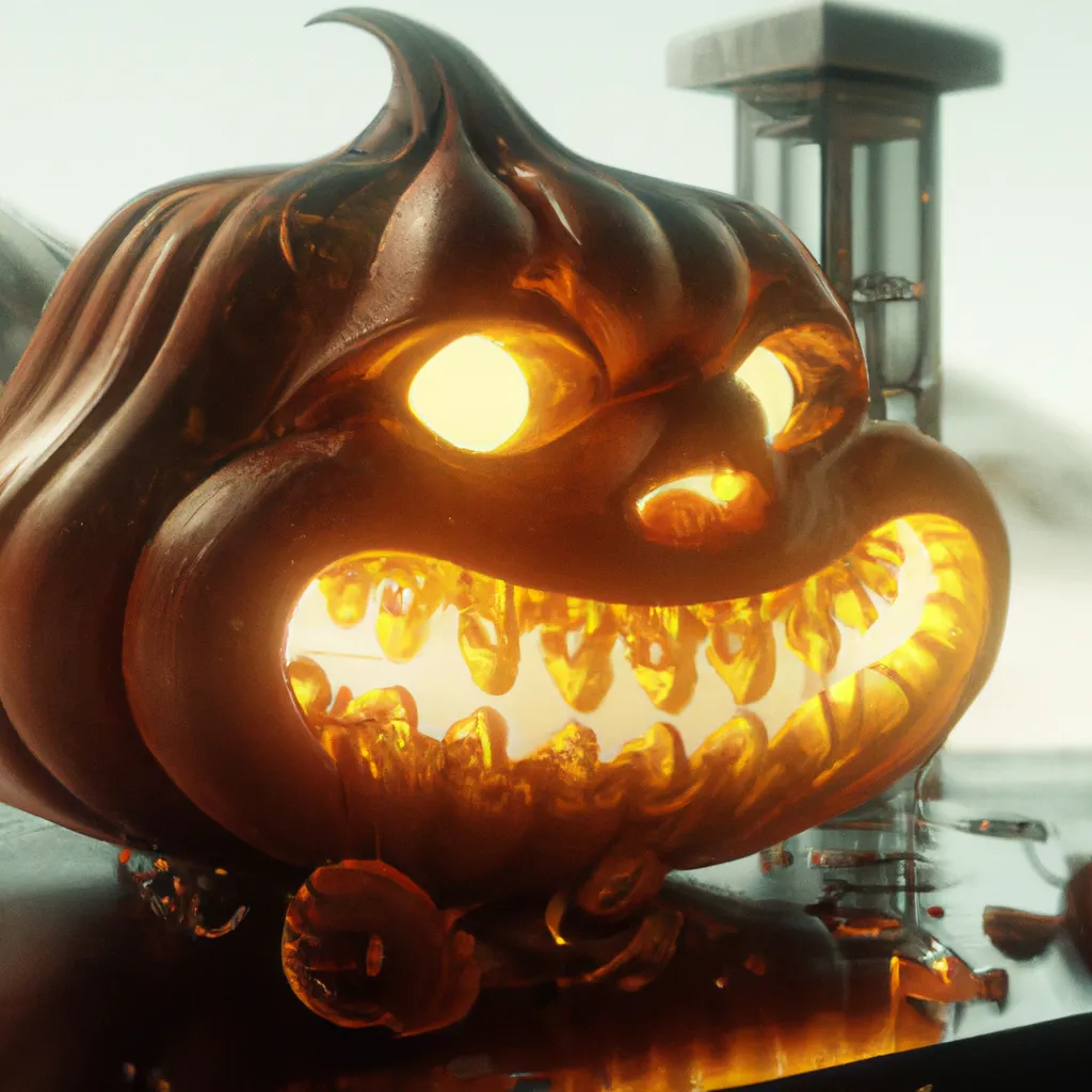 Prompt: a pumpkin carved to look like a face, concept art by Guillermo del Toro, zbrush central contest winner, fantasy art, reimagined by industrial light and magic, #vfxfriday, unreal engine 5