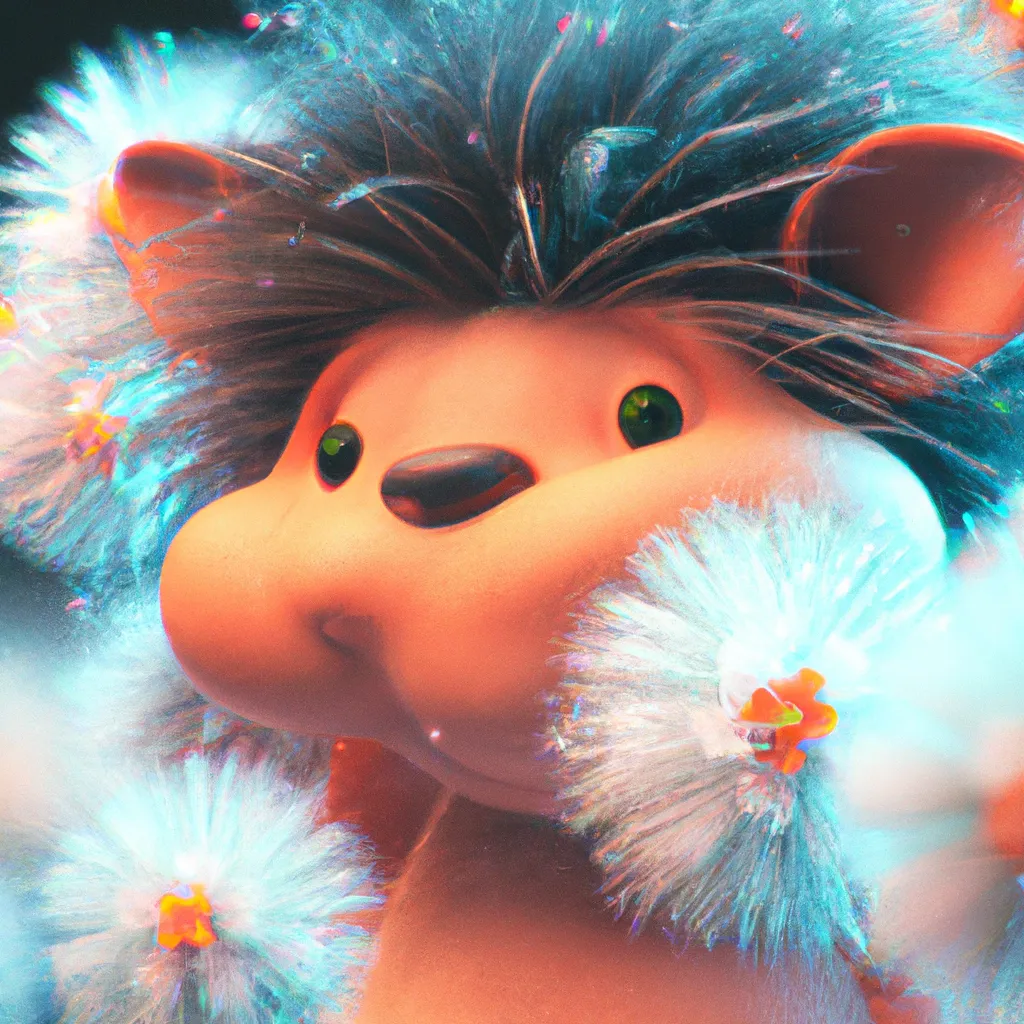 Prompt: Curvaceous Light bending cute furry monster Superman  covered in halogenic Nuclear flowers in the style of Bruce Pennington, Dali, Munch, Escher, Klarwein, Yamamoto, Hattori, Leyendecker, Mullins, Magritte | axolotl | dandelion   | centered |muted desaturated tones | dark background | ultra sharp focus | 3d octane render artstation trending 8k unreal engine | batman movie| Disney Pixar Dreamworks 