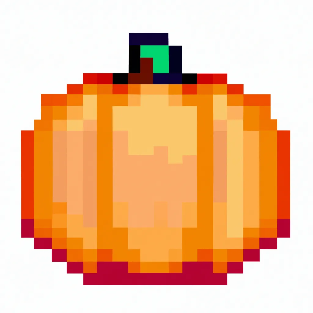 Prompt: a pumpkin, pixel art, grid