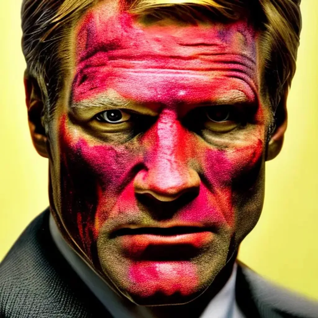 Prompt: Portrait of Aaron Eckhart as Harvey Dent as Two-Face, DC Comics, highly detailed facial features, gore, horror, cinematic, intricate, menacing, vivid color, professional, centered, https://cdn.openart.ai/uploads/upscaled/psychedelic-art-style-vivid-color-8k-professional_NWam-5zD_upscaled.jpg, 