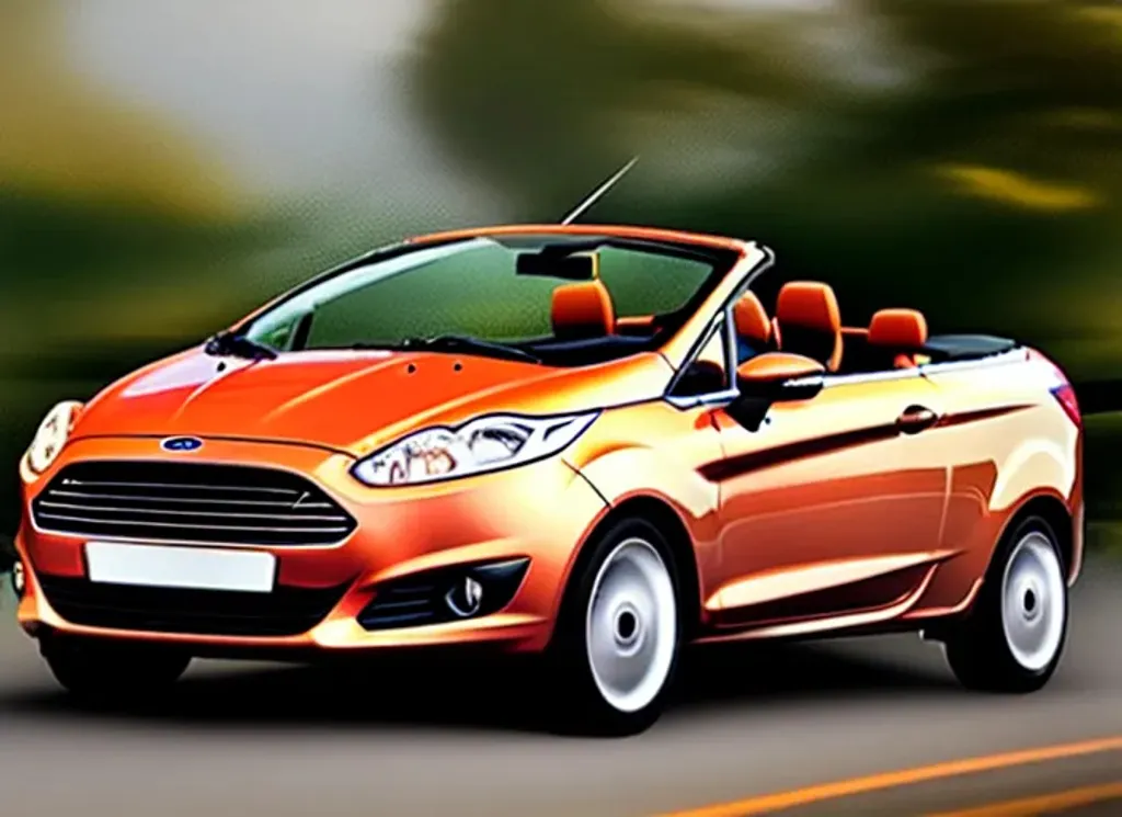 Prompt: An photograph of an Ford Fiesta convertible