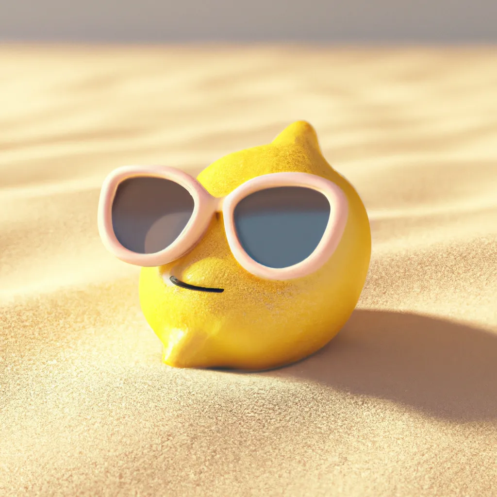 realistic 3d render of lemon with sunglasses laying... | OpenArt