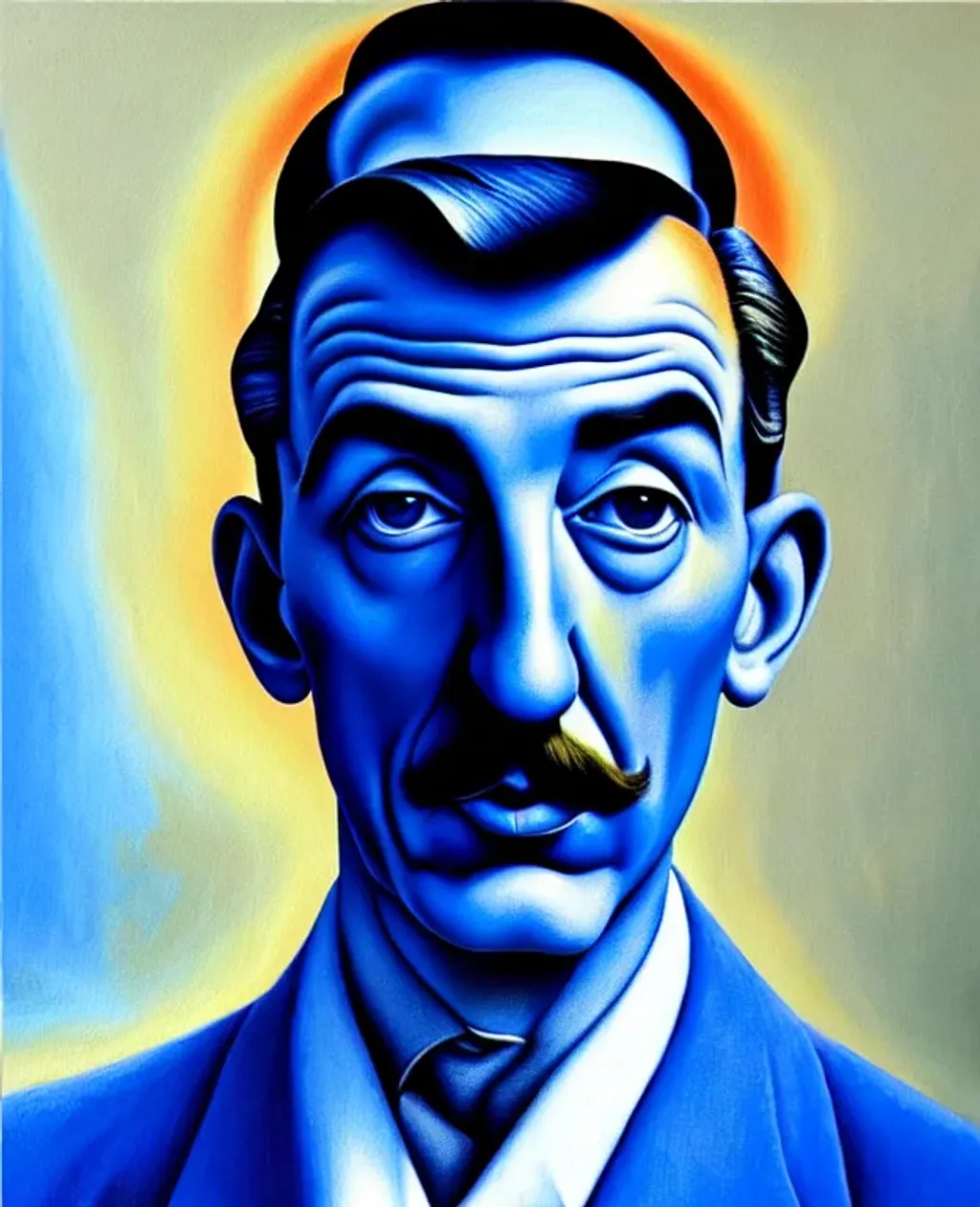 Prompt: high-quality high detail painting by M.C. Escher, Portrait of Walt Disney, Masterpiece, 8K, Hyperrealistic, Photorealistic, hyperrealism oil painting, fashion model, soft light, photorealistic lighting, Craquelure, Low saturation, Deep Blue Eyes, Surrealism, Abstract Expressionism