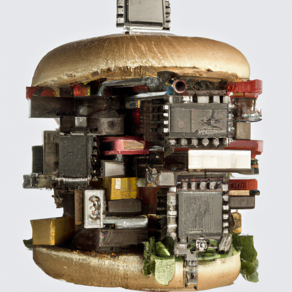 a hamburger made of computer parts | OpenArt