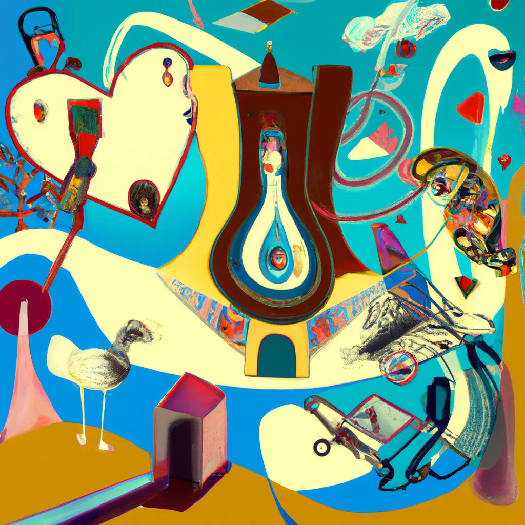 Prompt: complex abstract world with random objects and animals on the style of Salvador Dali 