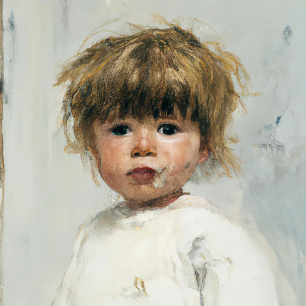 Prompt: Baby With Dirty Face and Messy Hair, London, 1880, by Édouard Manet