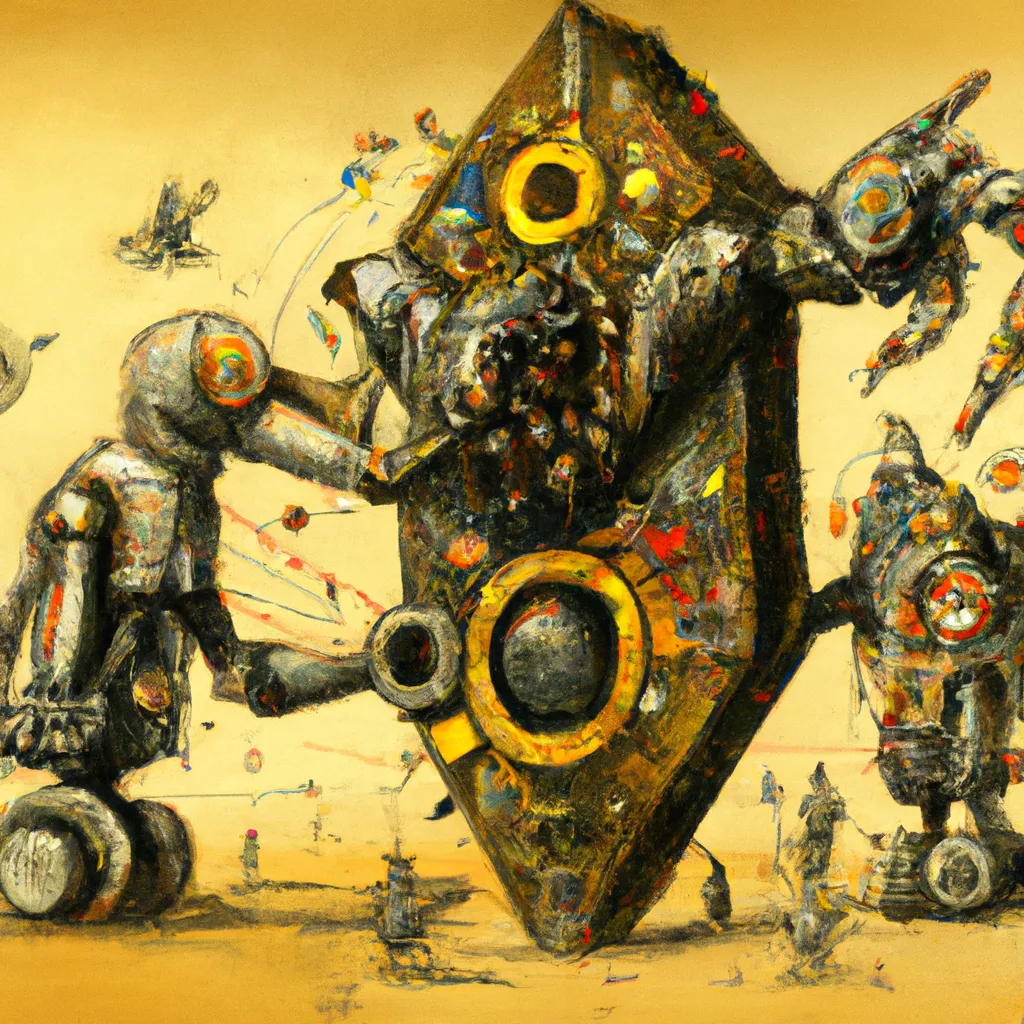 Prompt: Our Robot Overlords, by Leonardo di ser Piero da Vinci 
