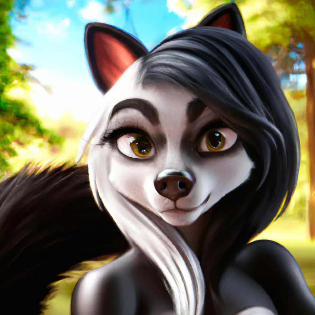 female dressed as furries, skunk fursona bust portra... | OpenArt