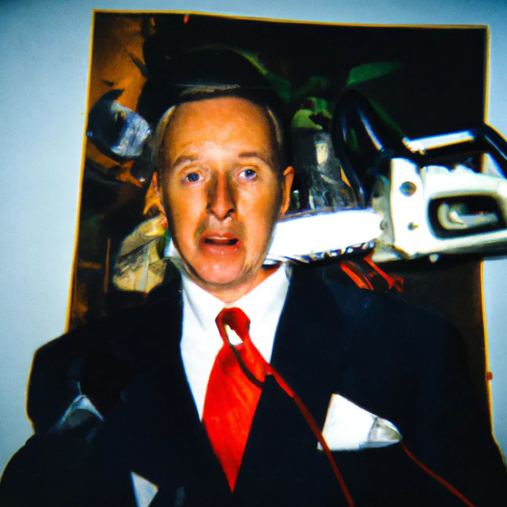 Prompt: 1993 disposable camera photograph of a man with a chainsaw coming out of his head while wearing office attire 