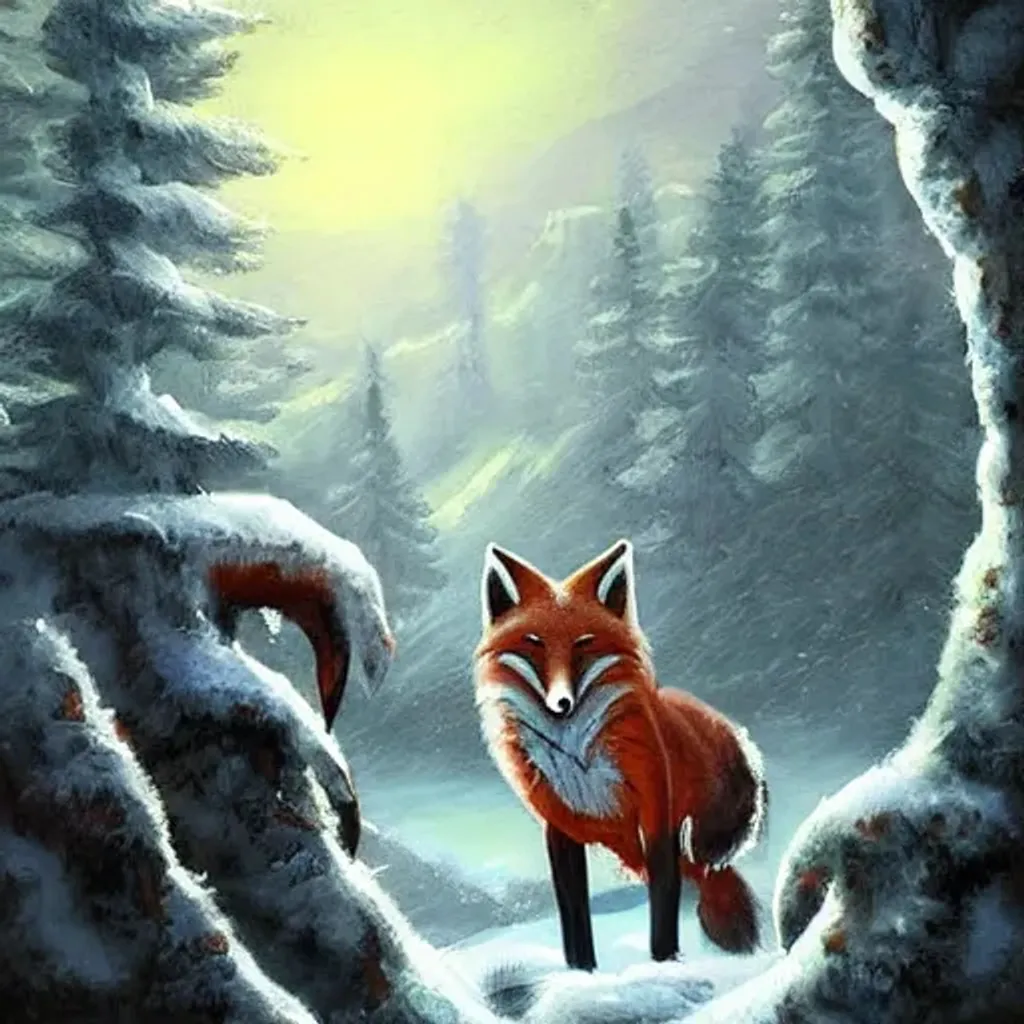 Prompt: Fox man painting a beautiful scene, natural beauty, trending on artstation
