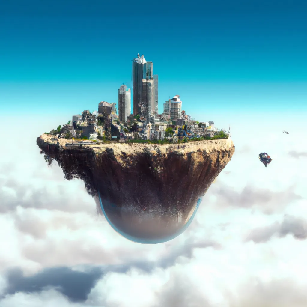 Prompt: a floating city in the sky 8k
