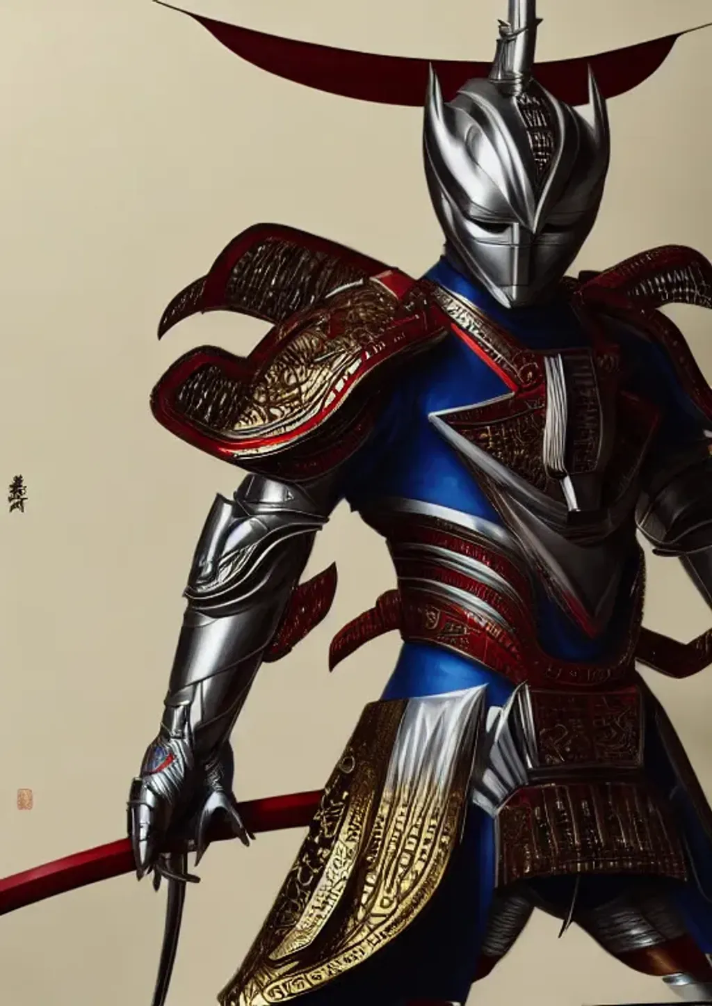 Prompt: Ultraman IMO in intricate samurai armor, Japanese background, perfect composition, hyper realistic, super detailed,  high quality, trending art, trending on art station, sharp focus, studio photo, intricate details, highly detailed, by Greg Rutkowski, 8k,