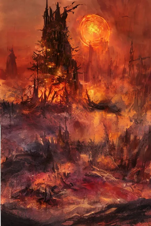 Tomasz Jedruszek Phyrexian Mountain Red Orange Fire 