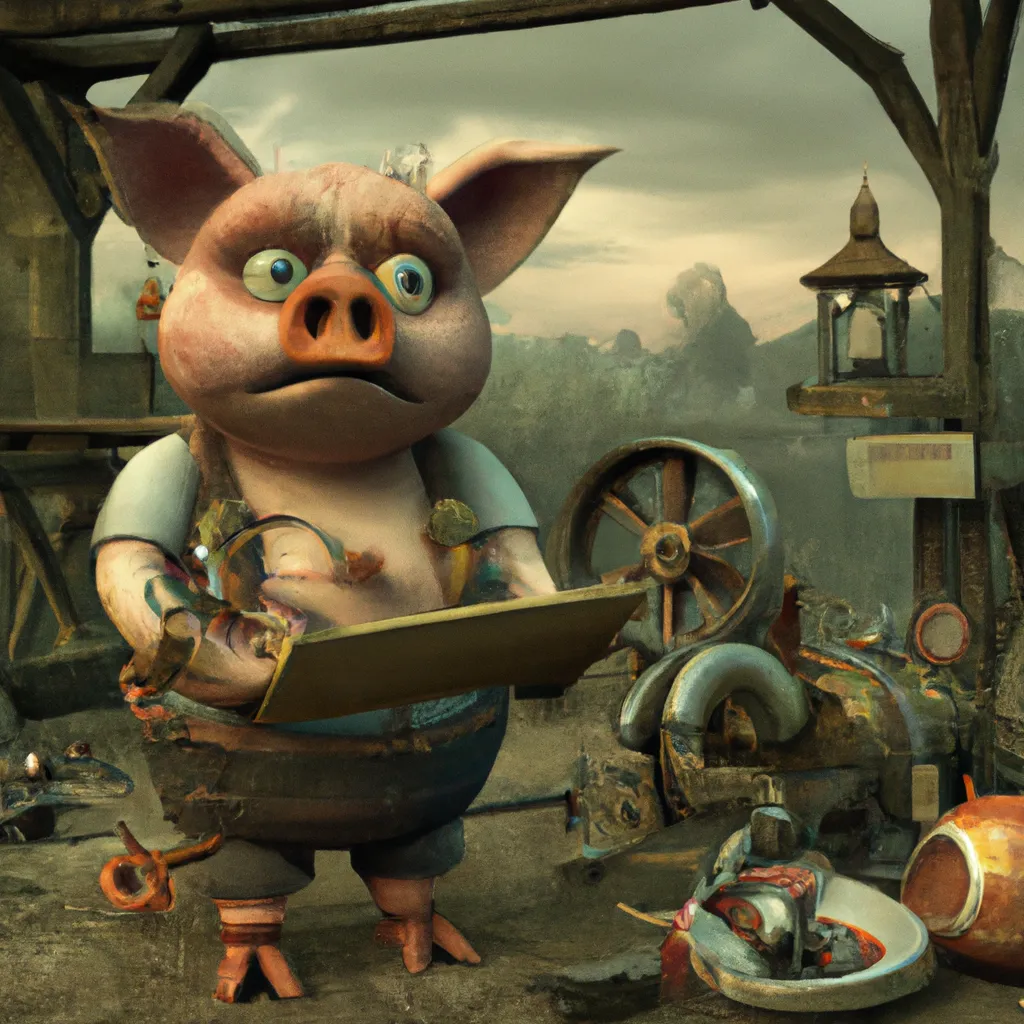 Prompt: Ultra high Quality photo |A cute little furry piglet  is serving Dali and Escher and Klarwein posing as cute furry little girl | concept art | video game  character | steampunk  | flora fauna theme | fine details and expressions | Toy Story  movie | ultra high resolution octane  | midjourney | subject centered | photo realistic | adjusted aspect ratio | upscale | by Artgerm Artstation 