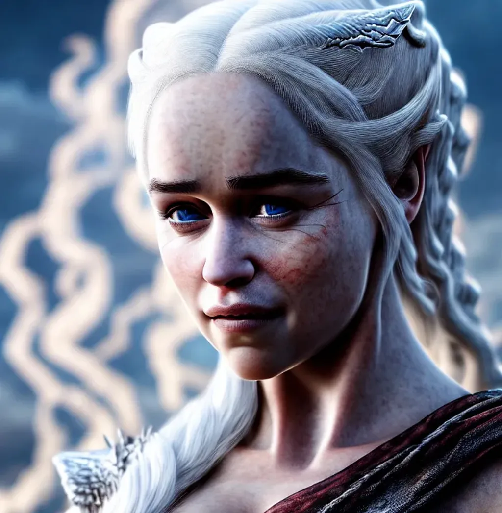Prompt: Daenerys Targaryen, dragons, war, fire, ultraHD, 4K, Realistic
