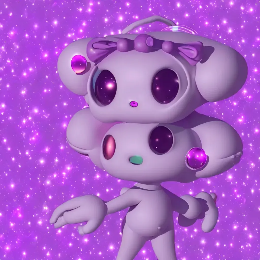 Prompt: My melody, singularity, alien, exoplanet, a lot pink color, a lot purple color, postgenderism, inovation in art style, ray tracing, lightpainting, 8K