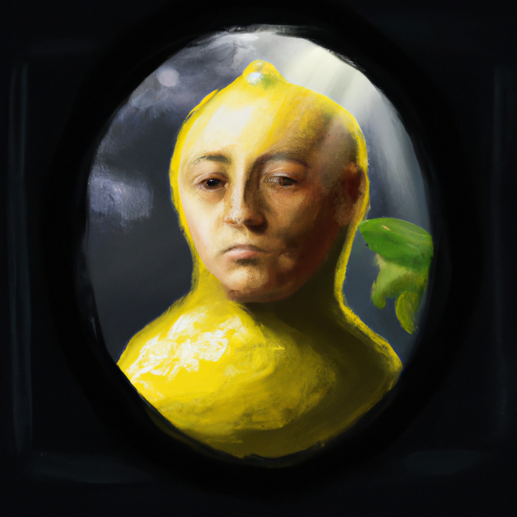 a painting of a humanoid lemon made out of a lemon,... OpenArt